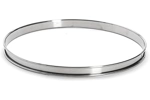 De Buyer - Cercle à tarte rond en inox à bord roulé - 22 x 2 cm - Surface Lisse, Démoulage Facile, Pour des Résultats Sans Défaut et Délicieux, Argent