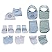 Produktbild 12 Piece Newborn Baby Boy Essentials Gift Set; Hat, Bibs, Burp Cloths, Booties, Scratch Mittens & Socks