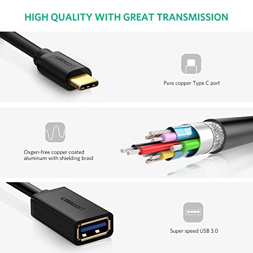 UGREEN Adaptateur USB C vers USB 3 1 5Gbps C  ble OTG USB Type C M  le    Femelle pour Macbook Pro  Samsung Galaxy S9 S8 Note 9 A8 2018 A3 A5 A7 2017  Huawei P20 Pro P10 P9 Mate 10  17CM  Noir 