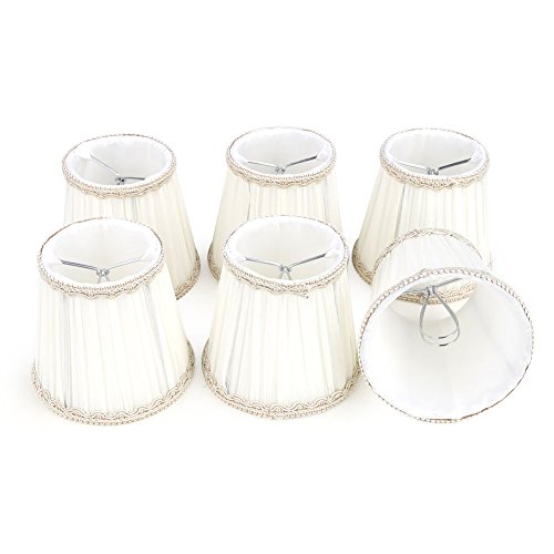 Fuloon 6er Set Lampenschirme für Kerzebirne Hängelampe Stoff Welle Stil Lampenschirm (Weiß) - 9