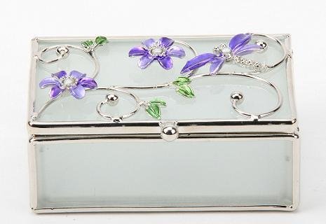 Preisvergleich Produktbild Juliana Purple Dragonfly and Diamante Glass Trinket Box Gift 14397