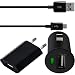Produktbild Original Lanboo® 3in1 Lade Set für mobistel Cynus T7, T6, T5, T2, T1, F5, F4, F3, F1, E1- Kfz Auto Adapter + microUSB Ladekabel Datenkabel + Haus AC Reise Charger Netzteil Ladegerät - Schwarz