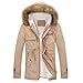 Produktbild Herren Winterjacke FORH Klassisch Retro Langarm Hoodie daunenjacke mit fellkapuze Warm Baumwolle Zipper Kapuze Steppjacke Mit Kapuze Mantel Parka Sweatjacke Outdoor Windbreaker M-4XL (L, Khaki)