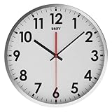 UNITY UNSW005 Lautlose Wanduhr Durchmesser 30 cm mit Gehäuse aus rostfreiem Stahl