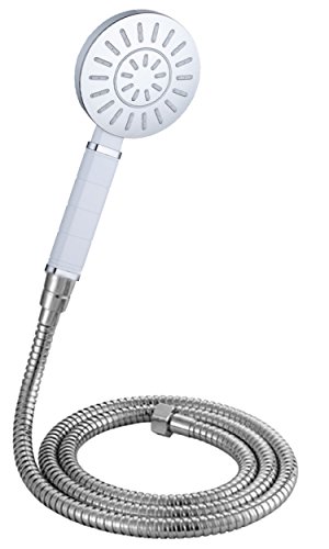 Housler® Super Low Wasser Druck Boosting 12 mm große Bohrung 2 m Brauseschlauch & Niederdruck Designer Weiß und Chrom Duschkopf