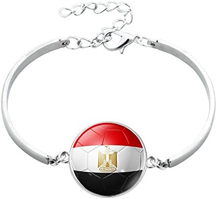 J Robin 2018 World Cup Football Memorial Bracelet National Team Ornaments Stainless Steel Wristband for Football Fans (Egypt)