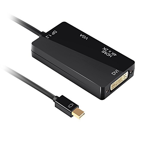 ESYNiC 4K x 2K 3 in 1 Mini DisplayPort Adapter Displayport 1.2 zu DVI VGA HDMI Kabel Konverter für MacBook MacBook Pro iMac MacBook Air Mac mini Surface pro 1 2 3 ThinkPad Carbon X1 – Schwarz - 7