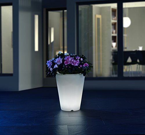 greemotion LED-Pflanztopf, Durchmesser 30,2 cm Höhe 37,5 cm, 30.2x30.2x37.5 cm, weiß, 124924