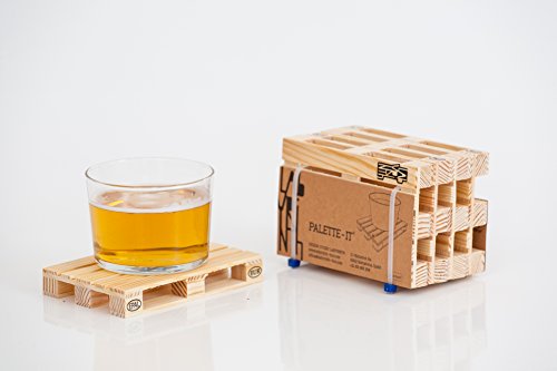 Design Studio Labyrinth Barcelona - Pallet-It Palette-It 8 Posavasos Europallet - Juego de 8 miniaturas de madera . Apto para bares, hogar y oficina.