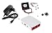 Produktbild Mega Set für Ihren Pi 3 von CarolinaSale® / Zubehör Kit : weiß rotes Gehäuse + schwarzes 3 A Netzteil + 2 x Alu Kühlkörper + DC 5V 0.2A Gehäuseüfter