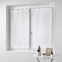 douceur d'intérieur paire droite passants 2x60x120cm effet lin haltona blanc