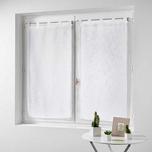 douceur d'intérieur paire droite passants 2x60x120cm effet lin haltona blanc
