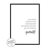  Geht nicht? Doch! - Kunstdruck auf wunderbarem Hahnemühle Papier DIN A4 -ohne Rahmen- schwarz-weißes Bild Poster zur Deko im Büro/Wohnung/als Geschenk Mitbringsel zum Geburtstag etc.