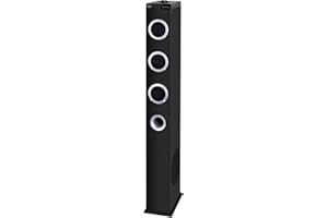 Trevi XT 10 A8 BT Soundtower Haut-Parleur amplifié à Tour 2.1, USB, SD, AUX-in, Connexion sans Fil Bluetooth, Prise USB Charge, télécommande Full Control, Noir