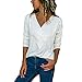 Produktbild BHYDRY Damen Casual Wrap Front V-Ausschnitt Langarm Loose Fit Basic Bluse Shirt TopsSmall,Weiß