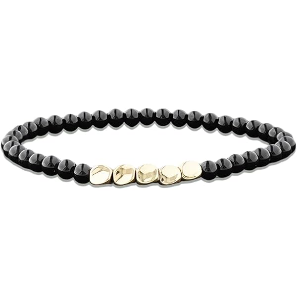 Braccialetto In Tormalina Nera Naturale - Elastico E Unisex Con Sacchetto Di Velluto - Foto 5