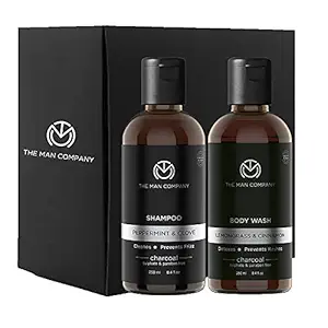 The Man Company Charcoal Body Wash and Shampoo (BUY 1 GET 1 Free) with Lemongrass & Cinnamon Body Wash 250ml, Peppermint & Clove Shampoo 250ml | Deep Cleansing, Refreshing, Healthy Hairs