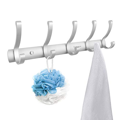 Perchero de pared Dohomai, con 5 ganchos, de aluminio, resistente, para abrigos, batas, sombreros, ropa, toallas