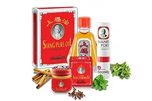 Health & Wellness Kit - Siang Pure Regular - 5 Items - All Purpose Wellness Oil 3 CC (2 pcs) + Inhaler for Nose Decongestion- 2 CC (2 pcs)+ Balm for Cold-Cough & Pain Relief 12 gm (1 Pc)