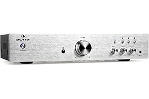 AUNA Amplifier Hifi, Amp Stereo System AV Receiver, Stereo Amplifier Hifi Bass & Treble Control, 1 Channel Audio Power Subwoofer Hi-Fi Amplifier and Speaker w/Remote Control, AUX Input for MP3 & CDs