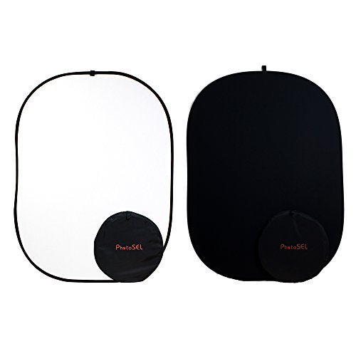 PhotoSEL BD113WB - Fondo plegable reversible para estudio fotográfico y de vídeo, pantalla de 1,5m × 2m, color blanco-negro