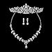 Tinksky Bridal Wedding Jewelry Set Rhinestone Tiara Necklace Earrings