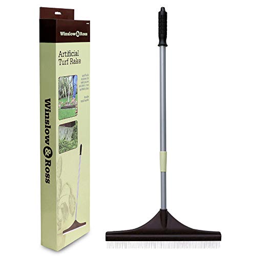 Winslow & Ross - Cepillo de césped Artificial con Mango Ajustable y Cabezal de plástico con Cepillo de Nailon, rastrillo de Alfombra, Herramientas de jardín