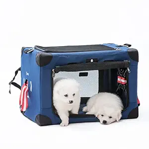 Collapsible Dog Crate, 4 Door Portable Soft Folding Dog Crate, Foldable Dog Travel Crate with Mesh Mat and Straps, for Travel, Indoor&Outdoor Use, Multiple