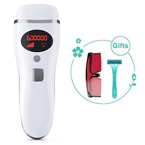IPL Depiladora de Luz Pulsada, Láser de Depilación Permanente para Cuerpo y Cara 600000 Flashes Dispositivo Láser Profesional sin Dolor para el Hogar (D19-Blanco)