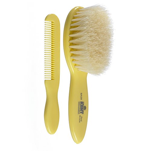 Kent White Bristle Baby Brush and Comb Set