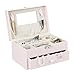 Produktbild Relaxdays Schmuckkästchen mit Spiegel, Schatulle aus Kunstleder, abschließbare Schmuckbox m. Griff f. Unterwegs, rosa