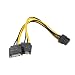 Produktbild QinMM Adapterkabel 15Pin SATA Mann zu 8pin (6 + 2) PCI-E männliches videokarten-Spg Gelb