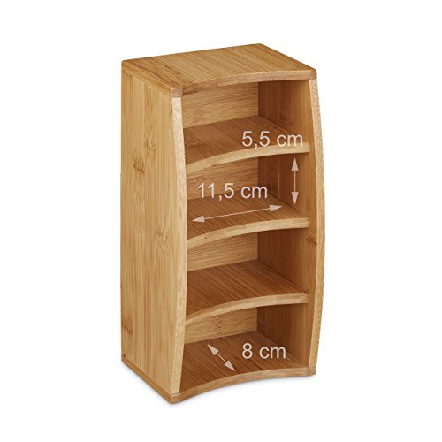 Relaxdays Schreibtischorganizer aus Bambus, Stifteköcher mit 4 Fächern, natürliche Maserung, HBT: ca. 11,5 x 26 x 13 cm, natur - 4