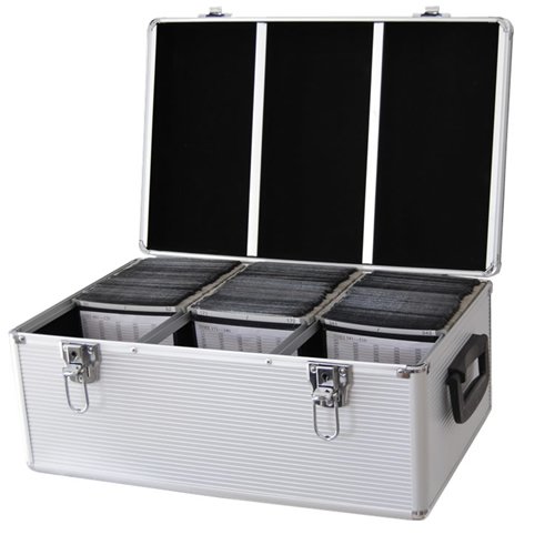 DynaSun CD510 Pro DJK - Caja de almacenaje para CD y DVD, Incluye Fundas y Cerradura, Aluminio.