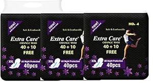 Extra Care Sanitary Pads Orange Maxi for Women | Dry-net Soft & Comfortable Sanitary Napkins for Day & Night Protection 150 Sanitary Pad (Pack of 3)