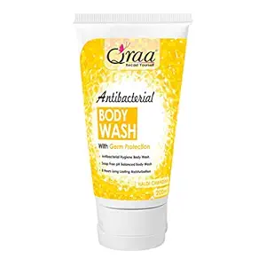 Qraa Antibacterial Body Wash With Goodness Of Haldi Chandan, Germ Protection Shower Gel, Soap Free, pH Balanced, Long Lasting Moisturizing, Sulfate Free Shower Gel 200ml