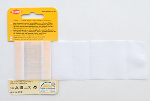 Kleiber 40 x 6 cm Elastisches Ausbesserungsband für Bekleidung zum Aufbügeln, weiß - 3