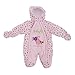 Baby Girls Bird Pattern All In One Hooded Winter Snowsuit (0-3 Months) (Pink)