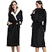 Produktbild Abollria Damen Flauschig Bademantel Baumwolle Frottee Bademantel Winter Morgenmantel Lange Dicke Korallen Bademantel Fleece Morgenmantel