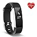 Produktbild Ausun 115HR Plus Fitness Armband mit Pulsmesser Wasserdicht IP67 Fitness Tracker Aktivitätstracker Pulsuhren Smartwatch Schrittzähler Uhr Vibrationsalarm Anruf SMS Whatsapp Beachten für iPhone Android Handy, Schwarz
