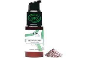 JUSTE PARIS Juste.Paris Shampoing Sec Poudre Bio Sans Aérosol - Cheveux Foncés - 50 utilisations - Absorbe le Sébum, Redonne Volume et Douceur – Parfum Yuzu - Fabriqué en France