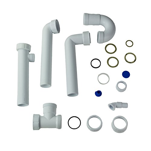 HAAS Küchen Doppelspülen Siphon Sifon 3,5 Zoll x 1 1/2 Zoll DN 50 Ablaufgarnitur Doppelspüle Ablauf Abfluss für 2 Spülen 2975 - 3