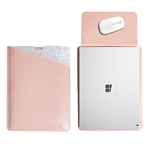 WALNEW 13.5 Microsoft Surface Book 13.5 Zoll Schutzhülle, Hülle, Case, Cover, mit Zwei-Taschen-Design mit Geschütztem Inneren und Externem Mousepad,Rosa