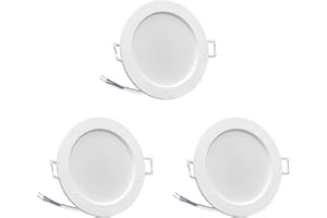 bapro Spots LED Encastré, Extra Plat, Encastré Lampe Plafonnier Plat Rond 3000K, 6W 450lumen, 230V Spot Encastrable, IP44 éclairage Plafond Pour Salle de Bain, Cuisine, Salon - Lot de 3
