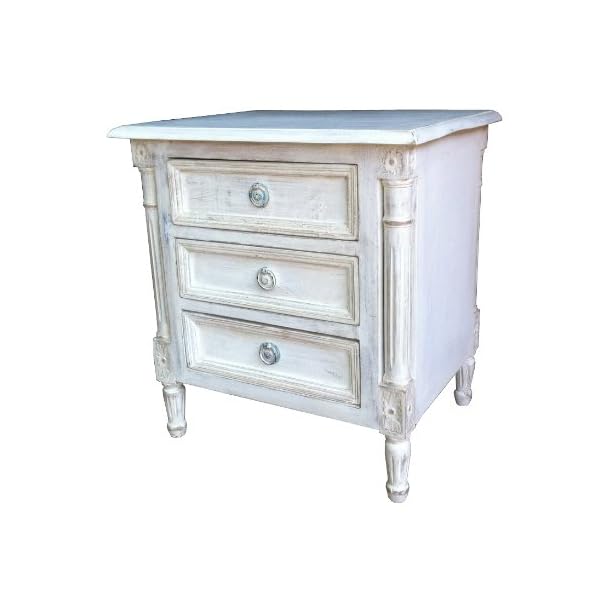 A French Shabby Chic Style Bedside Table 3 Drawers In White Distressed Finish Search Furniture