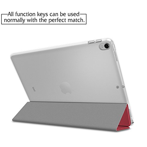 iPad Pro 10,5 Hülle, Infiland Ultra Smart Slim Lightweight Schutzhülle Cover für Apple Neu iPad Pro 10,5″ Display 2017(mit Auto Schlaf / Wach Funktion)(Rot) - 4