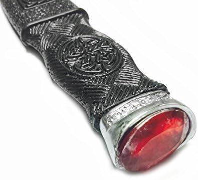 Scottish Design Safety Imitation Dummy Sgian Dubh Pewter Pommel (Red Stone)