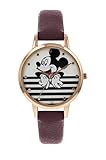 Disney Mickey Mouse MK5088 Damen-Armbanduhr, Rotgoldgehäuse, Burgunderrot
