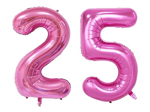 HS 100CM Uni Pink Folienballon MEGA Zahlen 10--95 Heliumerfüllung