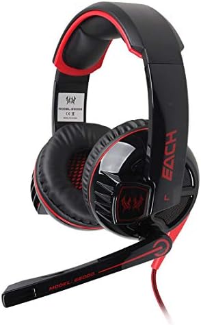 Hungrybubble Stereo Gaming Headphone Headset Headband with Mic Volume Control Glaring LED Light for PC Game (Color : Red)